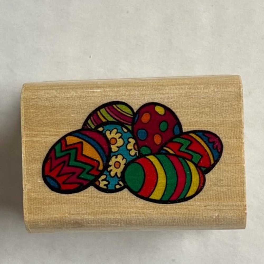Easter Eggs Multi Color Wooden Stamp Scrapbooking Arts Holiday Crafts DIY Card